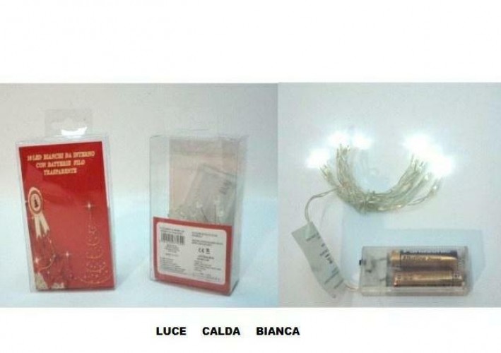 BUSTA 10 LUCI LED CALDA FILO TRASP BATT