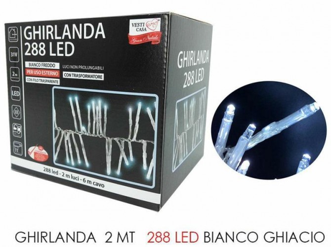 GHIRLANDA 2 MT C/288 LED BIANCO FREDDO