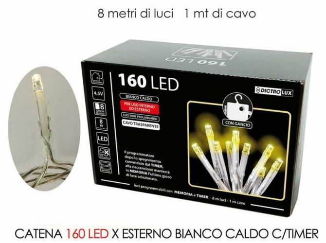 LED 160 BIANCO CALDO FILO BIANCO BATT