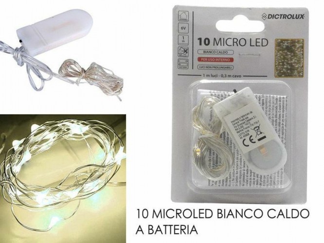 BLISTER 10 MICROLED BIANCO CALDO