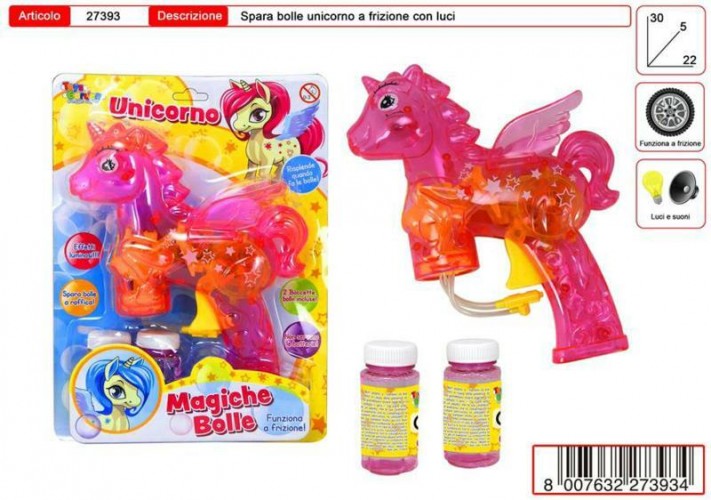 CARTELLA PISTOLA BOLLE SAPONE UNICORNO 2 ASS