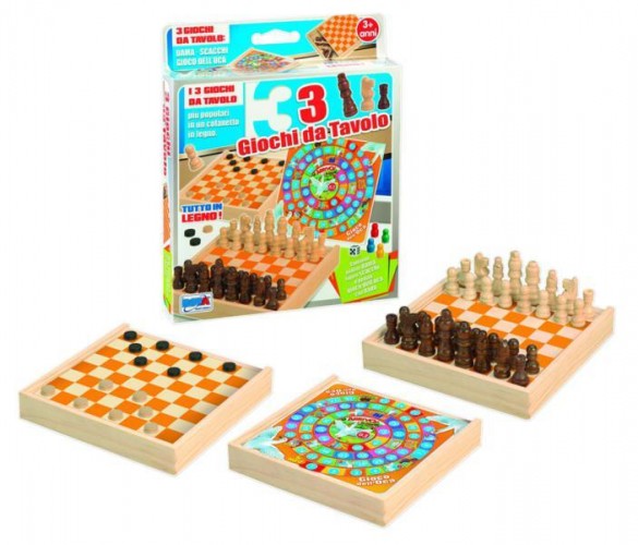 SCATOLA 3 GIOCHI DA TAVOLO LEGNO