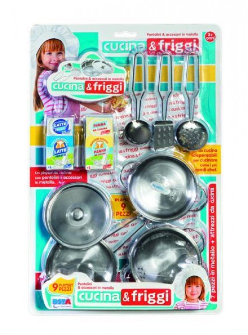 CARTELLA PENTOLE CUCINE E FRIGGI METALLO 9 PZ