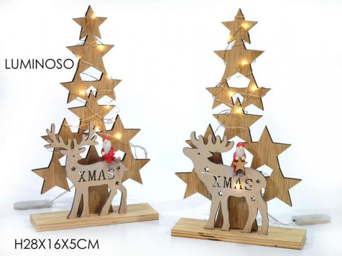 ALBERO LEGNO C/LUCI LED CM30