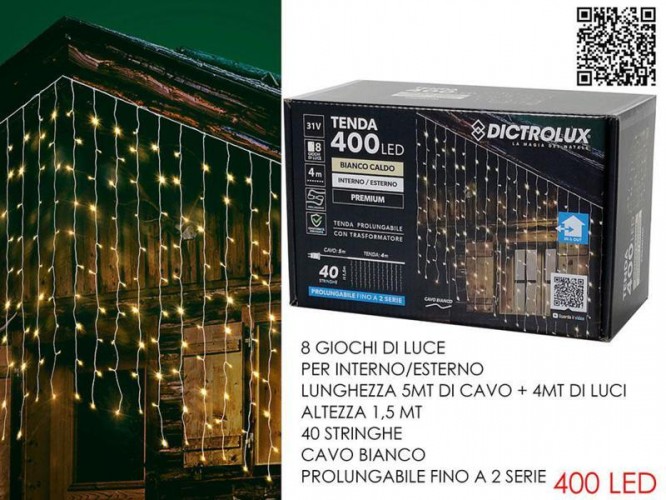 SCATOLA TENDA LED 400 LUCE CALDA MT4X15