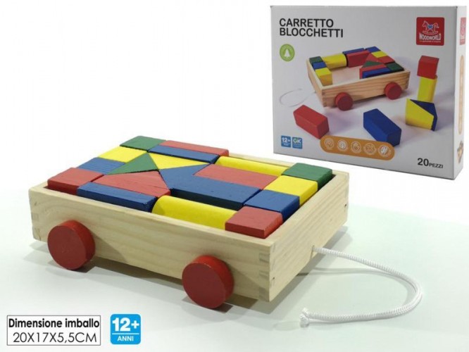 SCATOLA CARRETTO LEGNO CON BLOCCHETTI LEGNO