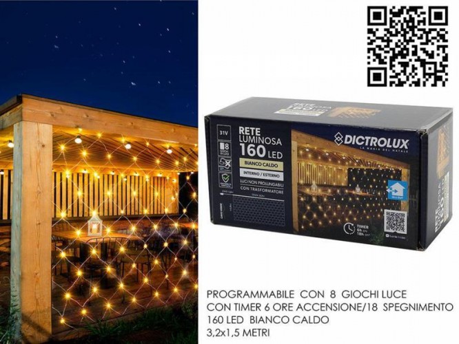 SCATOLA TENDA A RETE 160 LED BIANCO CALDO L32XH15