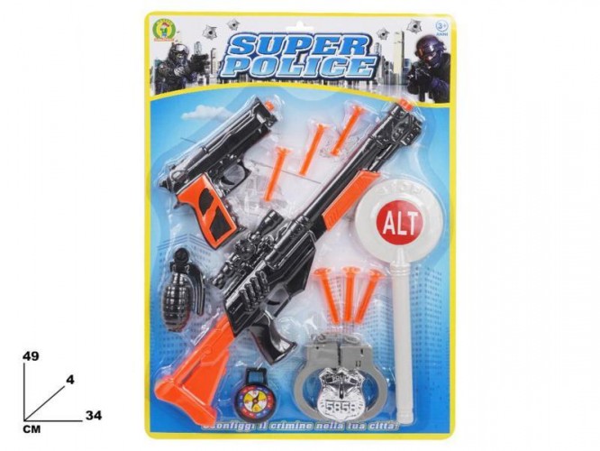 CARTELLA FUCILE CON PALETTA E PISTOLA SUPER POLICE
