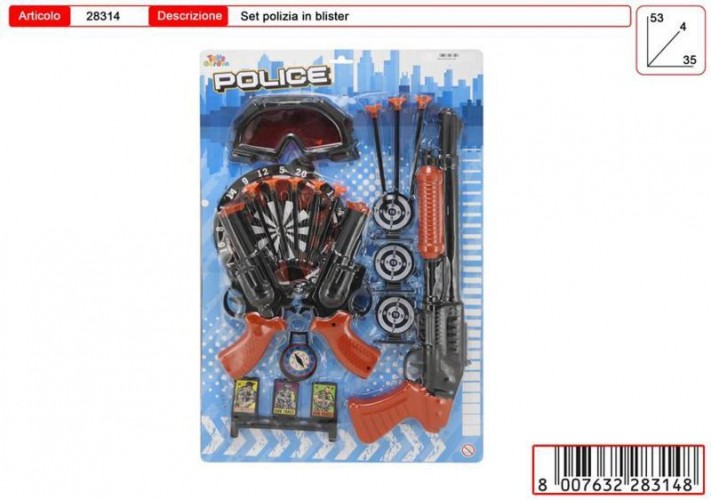 CARTELLA POLICE FUCILE C/2 PISTOLE E BERSAGLIO