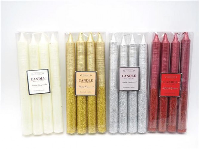 SCATOLA 4 CANDELE IRIDESCENTI CM20