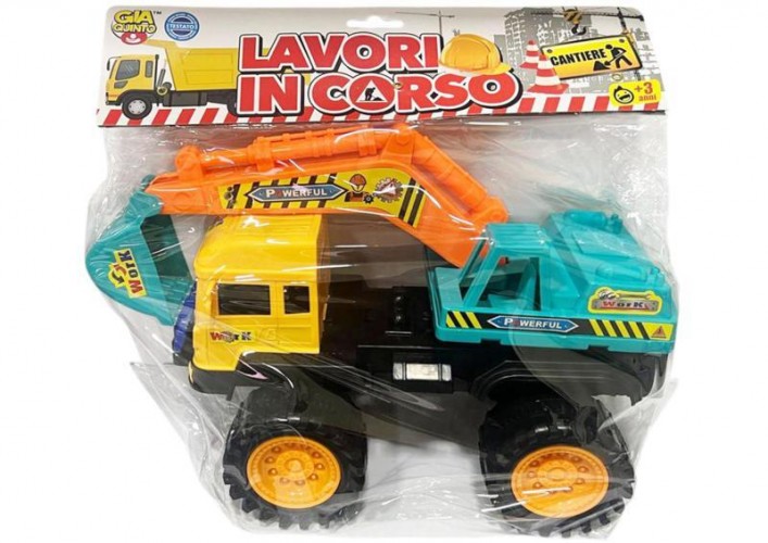 BUSTA CAMION CON ESCAVATORE LAVORI IN CORSO