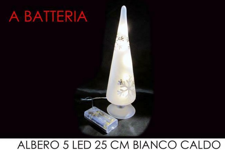 SCATOLA ALBERO VETRO PILA CON LUCE